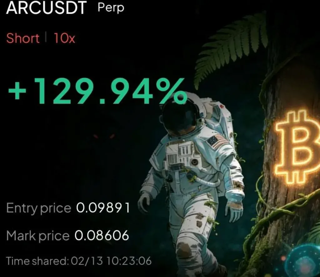 ARCUSDT Short 10X +129.94% ROI